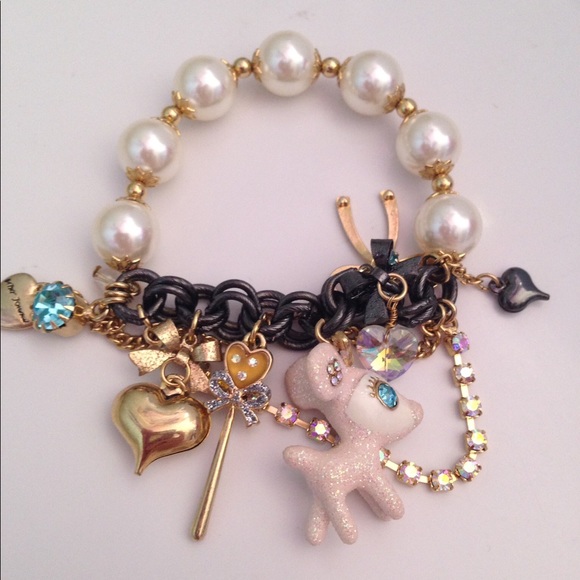 Betsey Johnson pink glitter Bambi deer fawn winter wonderland crystal bracelet - Picture 5 of 7